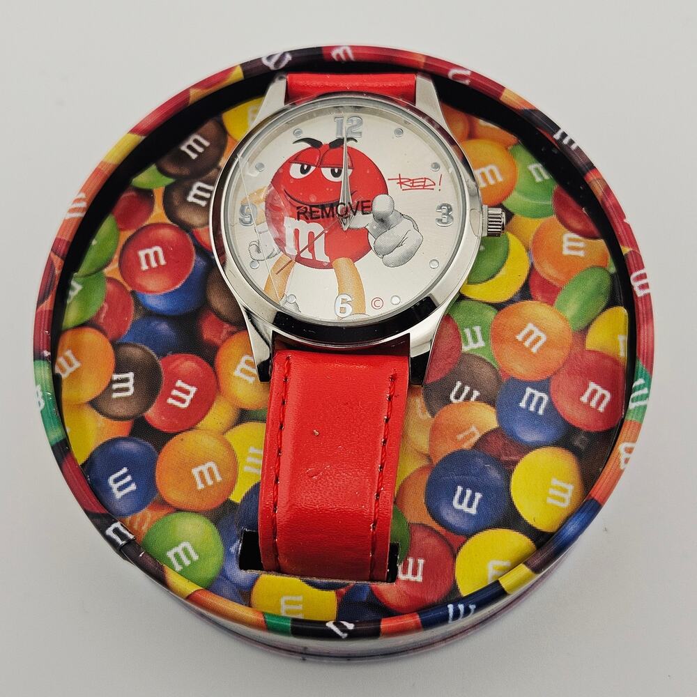 M&M Red Guy Character Watch 2008 Retro Kidcore Collectible Candy Lover In Tin